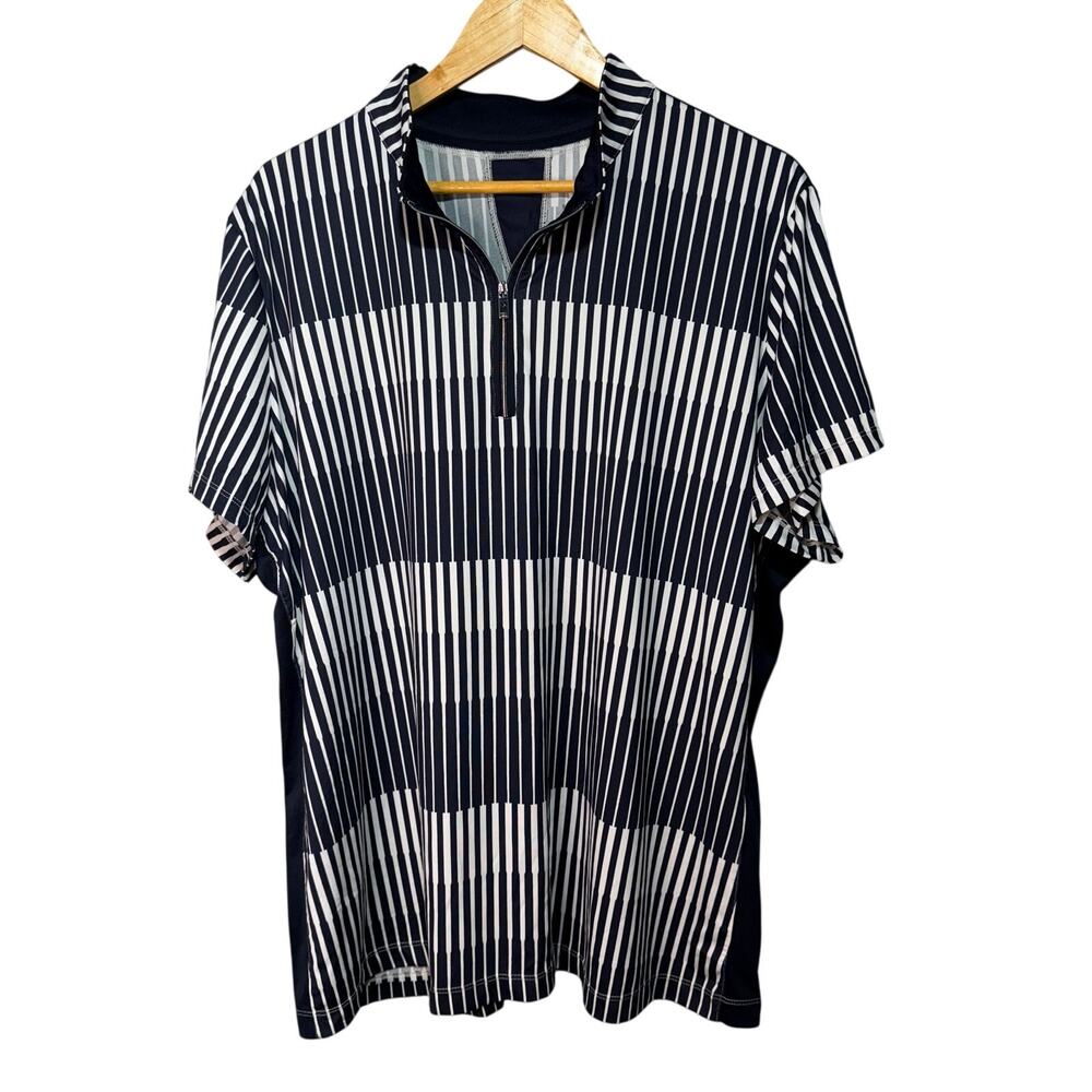TAIL White Label Golf Shirt Women’s 3X Navy & White Striped Stretch Polyester